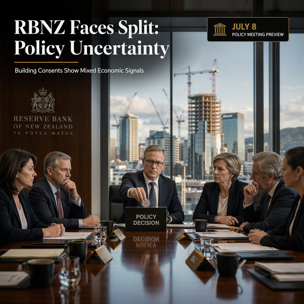 RBNZ Maintains Six-Member Policy Committee Amid Split Vote; New Zealand Building Consents Show Mixed Signals
