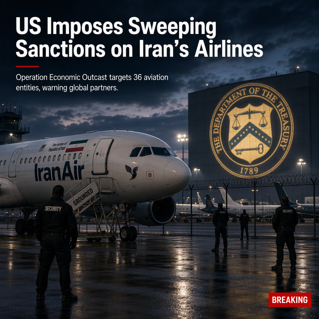 US Treasury Imposes Sweeping Sanctions on 36 Iranian Aviation Entities Under Operation Economic Outcast