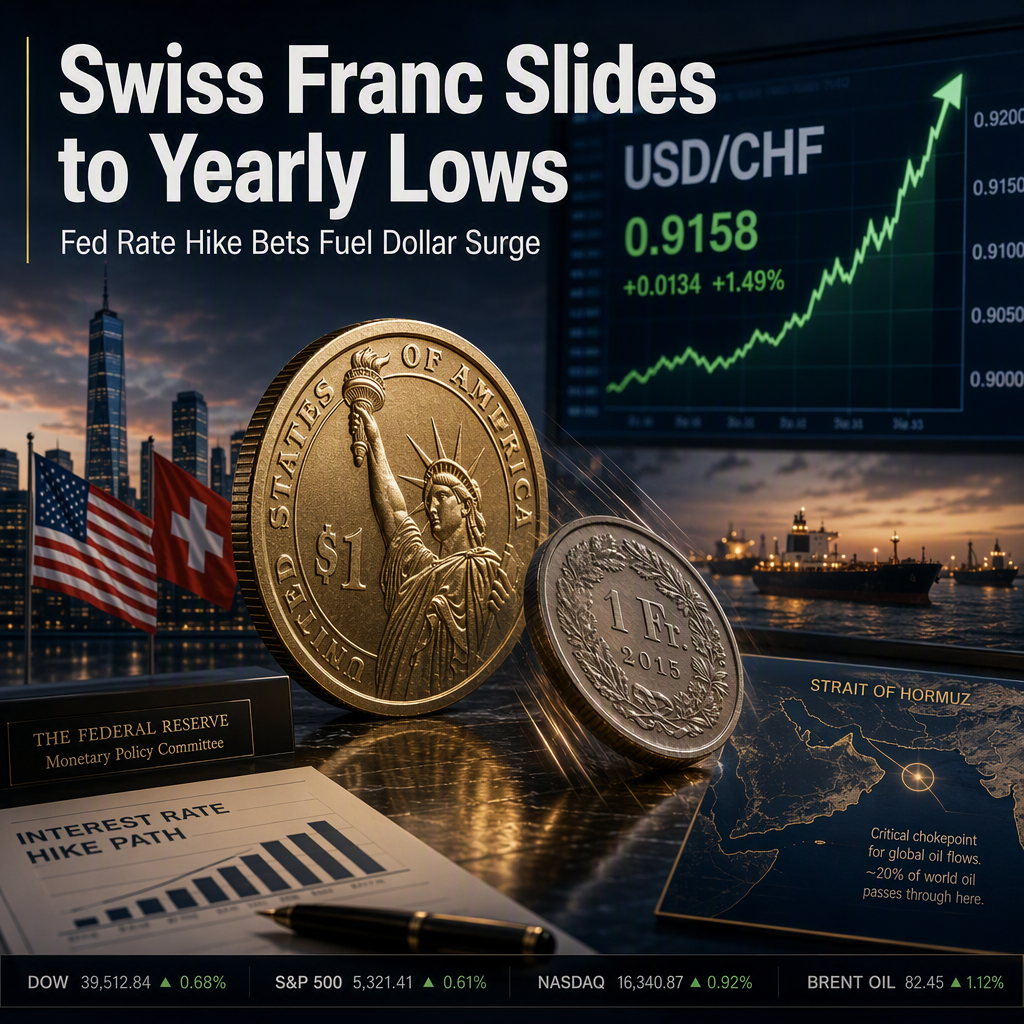 Swiss Franc Hits Yearly Lows as Fed Rate Hike Bets Strengthen US Dollar