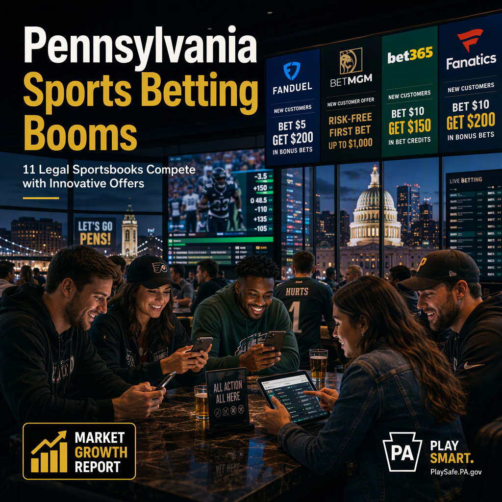 Pennsylvania Sports Betting Market Expands with 11 Legal Sportsbooks and Competitive Offers