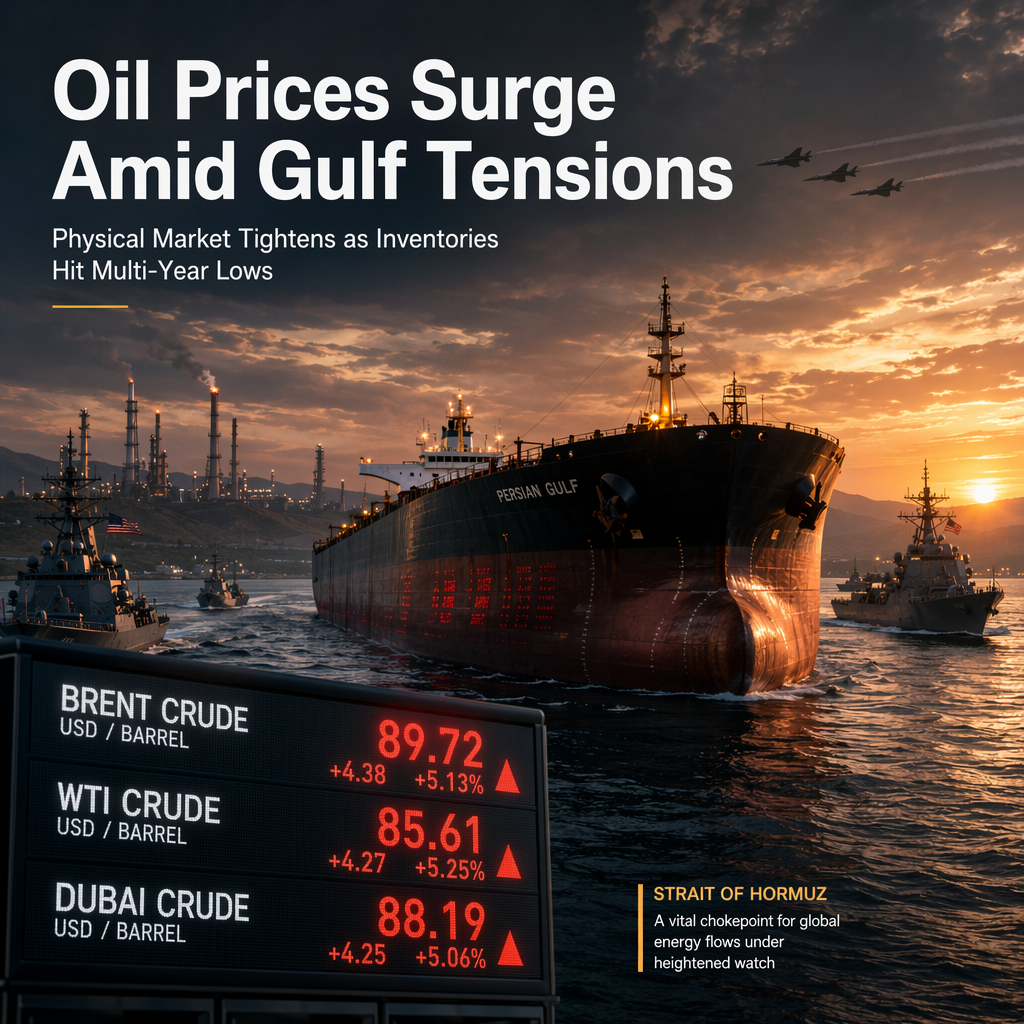 Oil Prices Rise as Persian Gulf Tensions Tighten Physical Market, Inventories Drop
