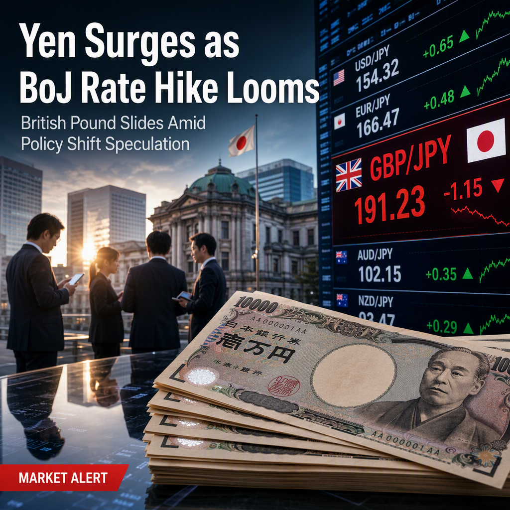 Japanese Yen Strengthens as Markets Anticipate BoJ Rate Hike; British Pound Slides