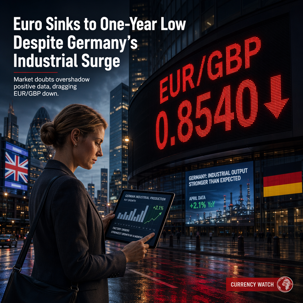 Euro Hits One-Year Low Against Pound Despite Robust German Industrial Data