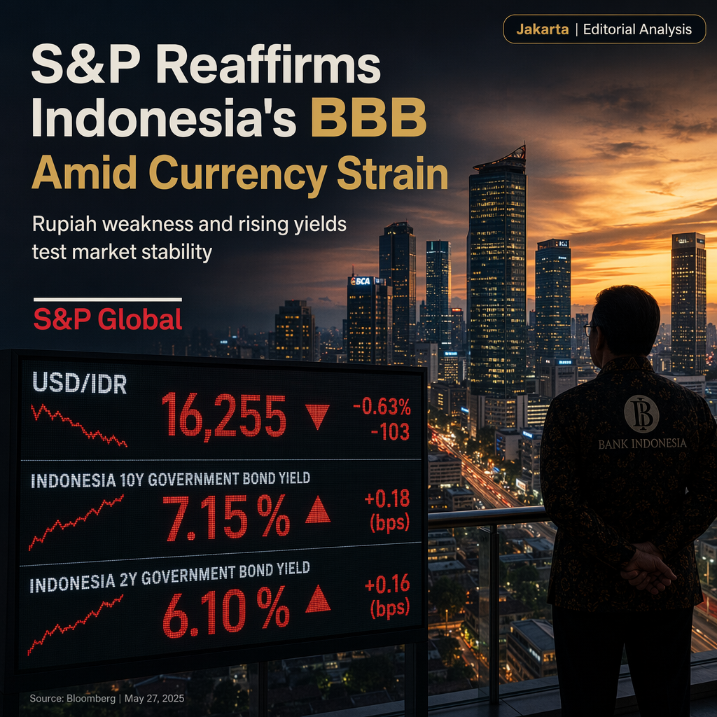 S&P Affirms Indonesia's BBB Rating Amid Rupiah Weakness and Rising Bond Yields