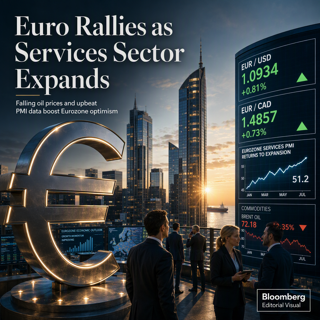Euro Strengthens as Eurozone Services PMI Returns to Expansion, Oil Prices Fall