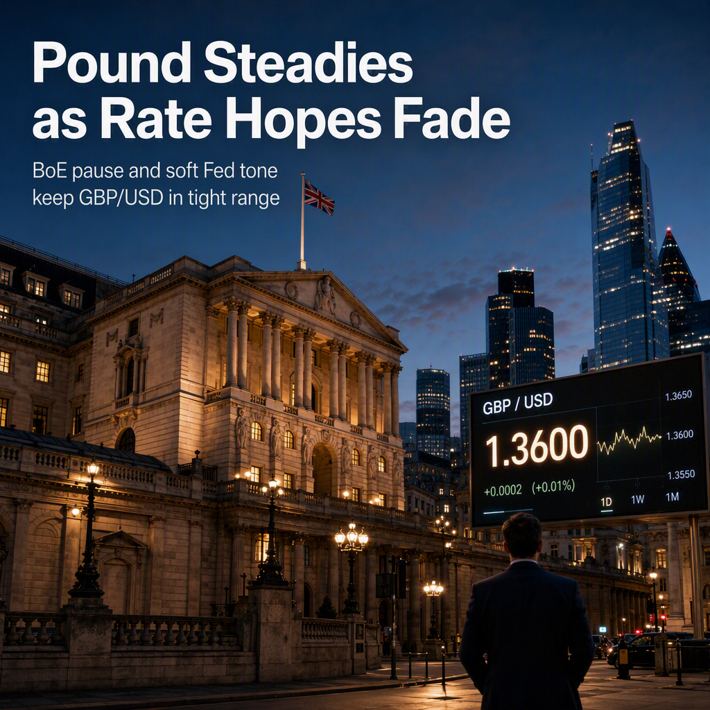 British Pound Holds Steady Near 1.3600 as Rate Hike Bets Fade and Fed Tone Softens