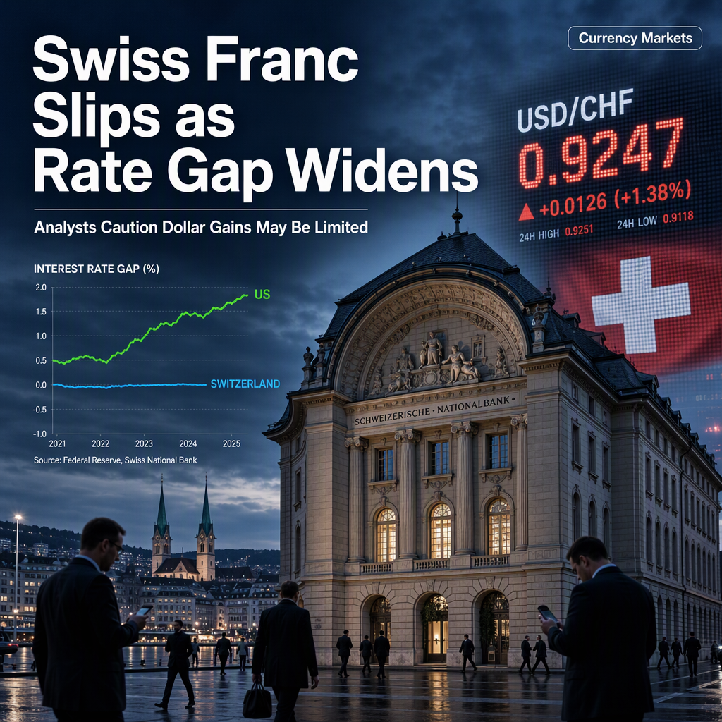 Swiss Franc Weakens as Fed-SNB Rate Gap Widens, but Further USD Gains May Be Limited