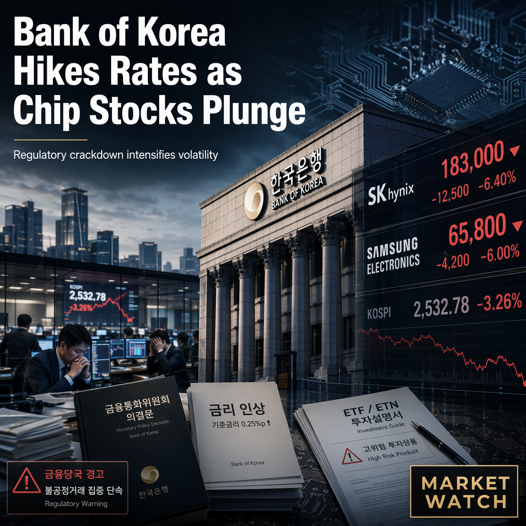 Bank of Korea Hikes Rates Amid Semiconductor Stock Slump and Regulatory Crackdown