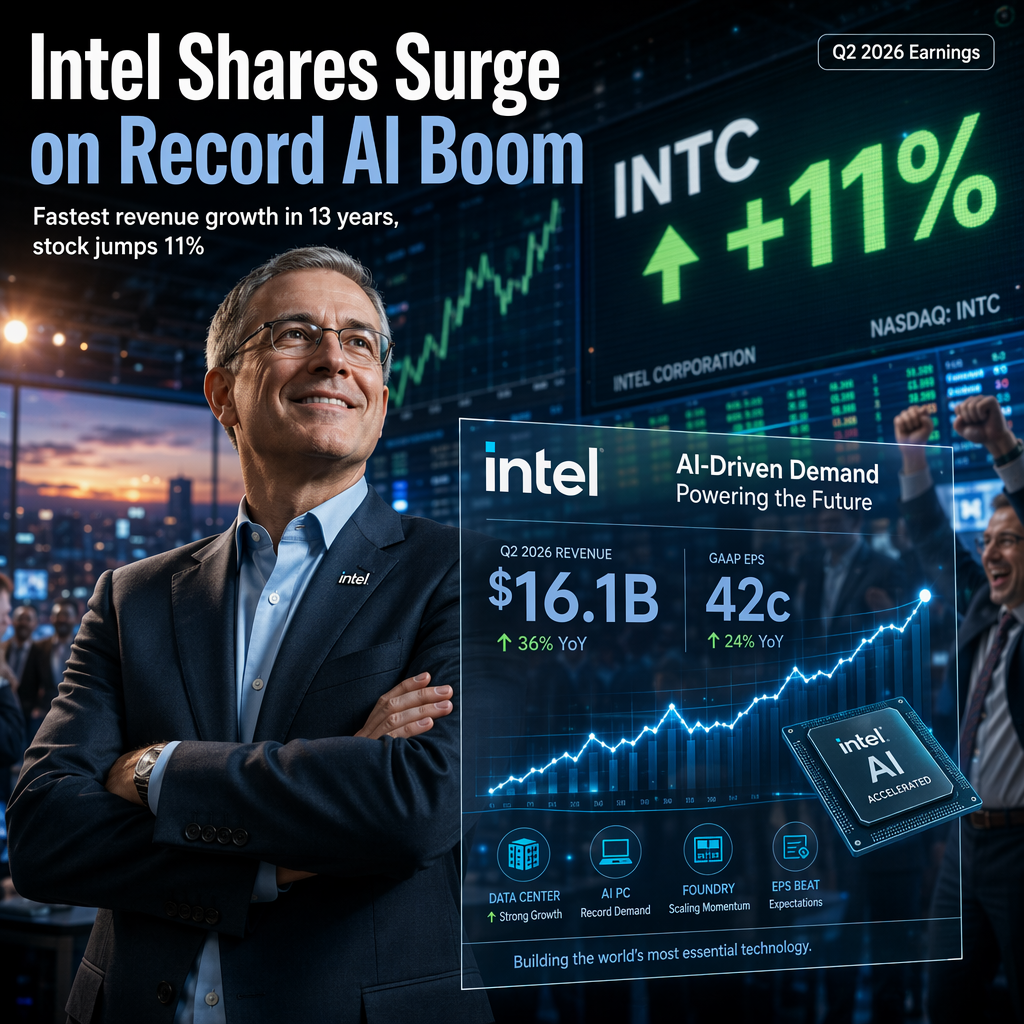Intel Shares Surge 11% on Strongest Revenue Growth Since 2011 Amid AI-Driven Demand