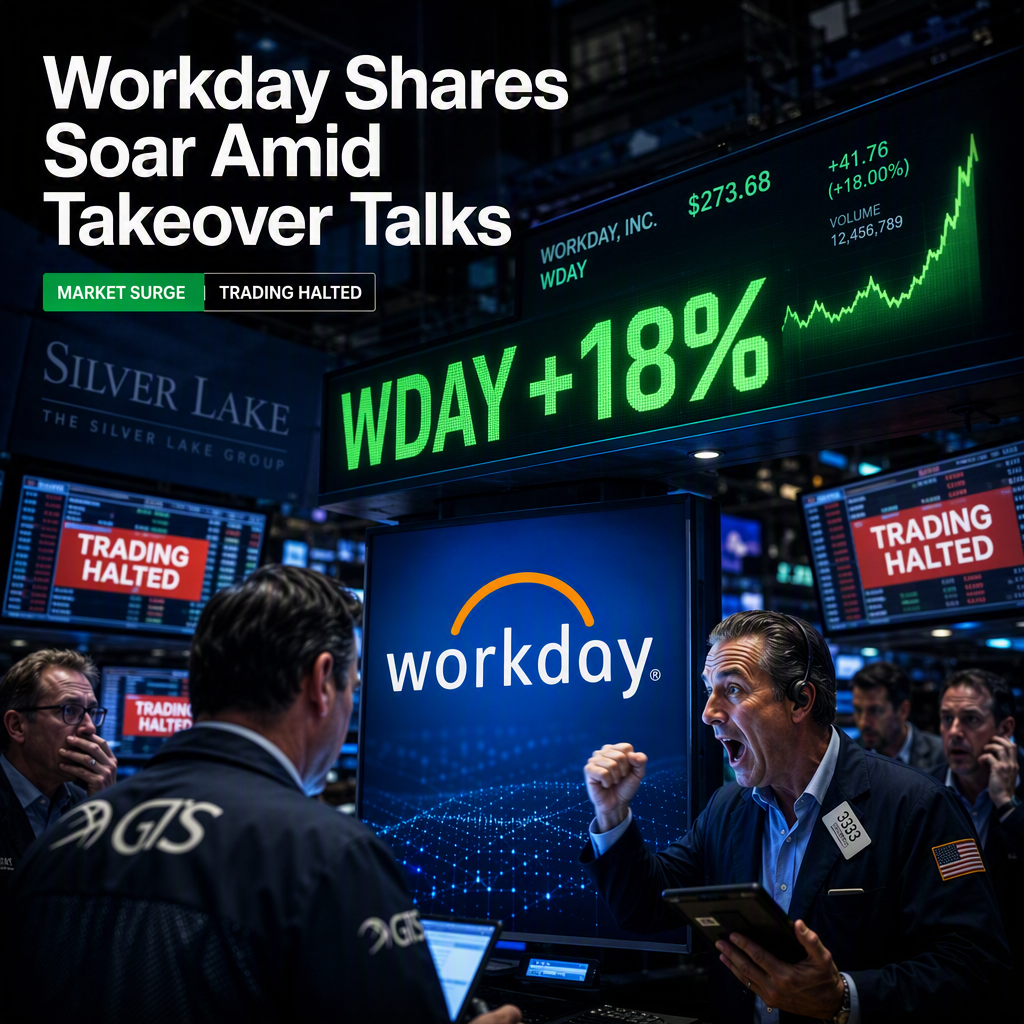 Workday Shares Surge Over 18% Amid Silver Lake Takeover Talks, Trading Halted Multiple Times