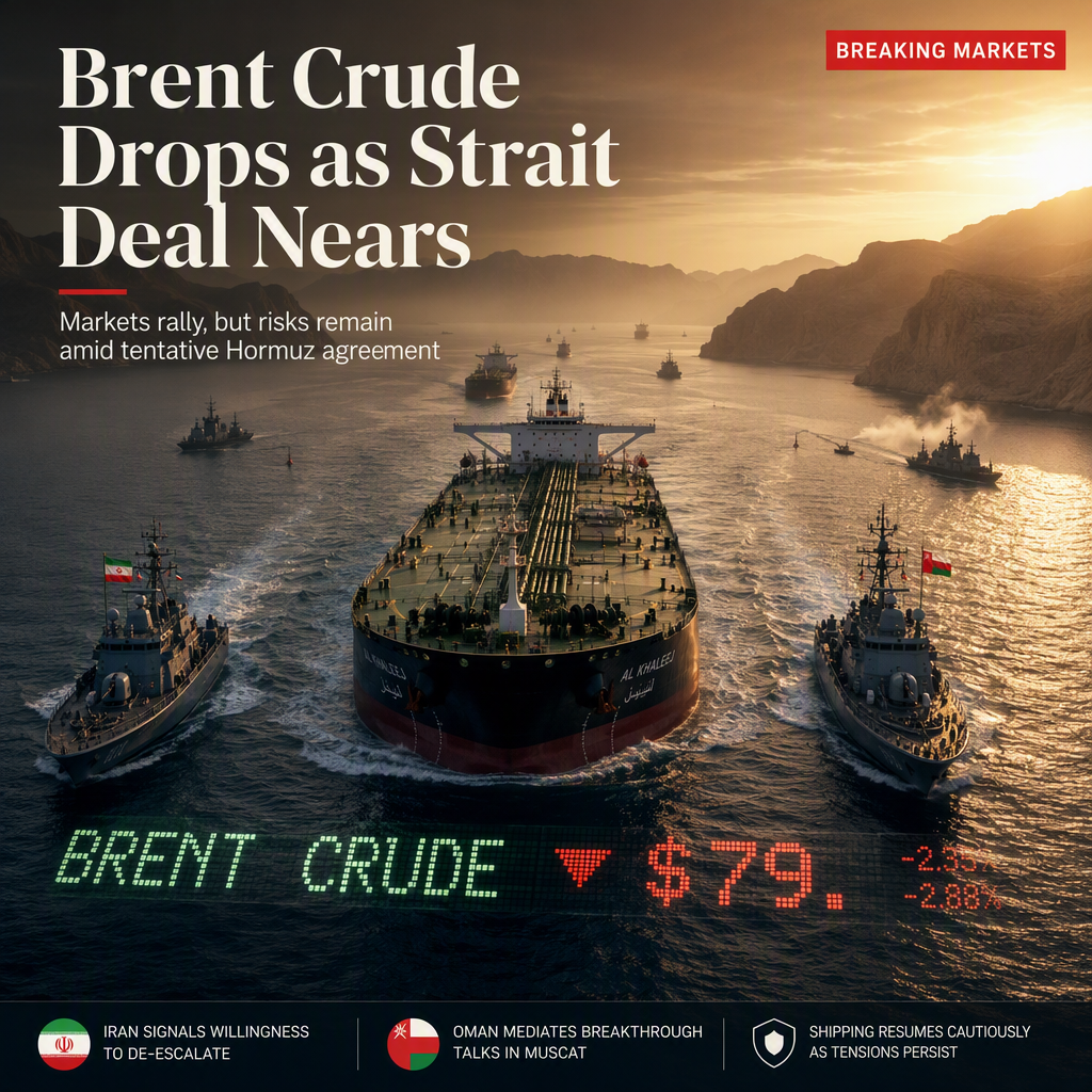 Brent Crude Falls to $79 as US, Iran, and Oman Near Temporary Strait of Hormuz Deal
