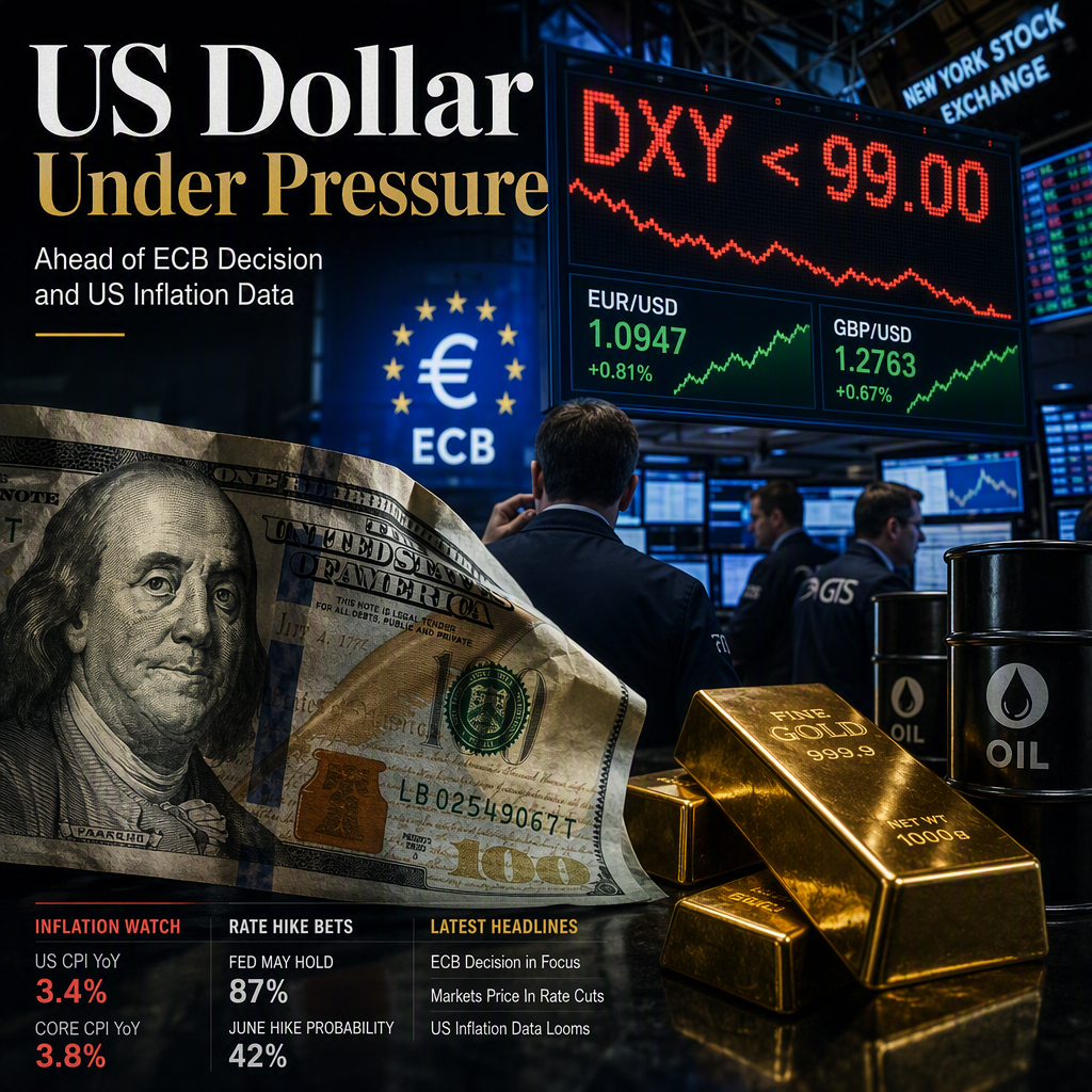 US Dollar Remains Under Pressure Ahead of ECB Decision and US Inflation Data