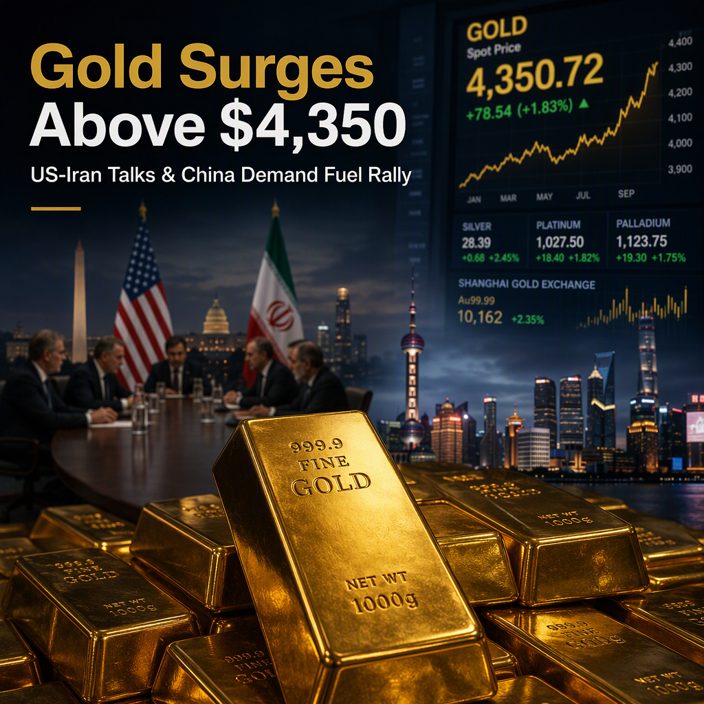 Gold Rises Above $4,350 Amid US-Iran Diplomacy Hopes and Robust Chinese Demand