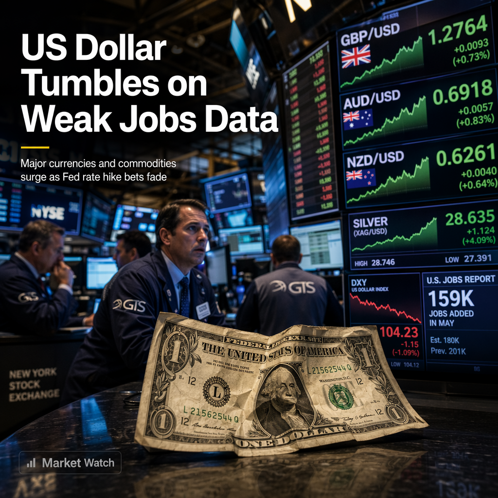US Dollar Slides as Weak Nonfarm Payrolls Data Spurs Global Currency and Commodity Gains
