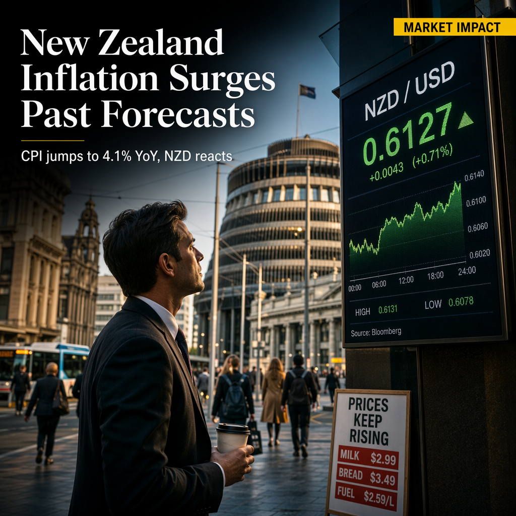 New Zealand Q2 CPI Inflation Surges to 4.1% YoY, Exceeding Expectations