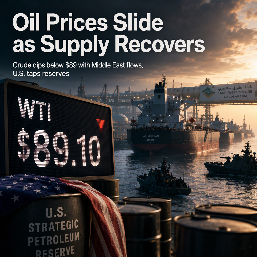 WTI Crude Drops to Near $89 as Middle East Oil Shipments Recover and US Taps Final Strategic Reserves