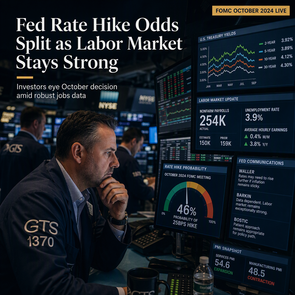 Investors See Near-Even Odds for October Fed Rate Hike as Labor Market Data Remains Strong