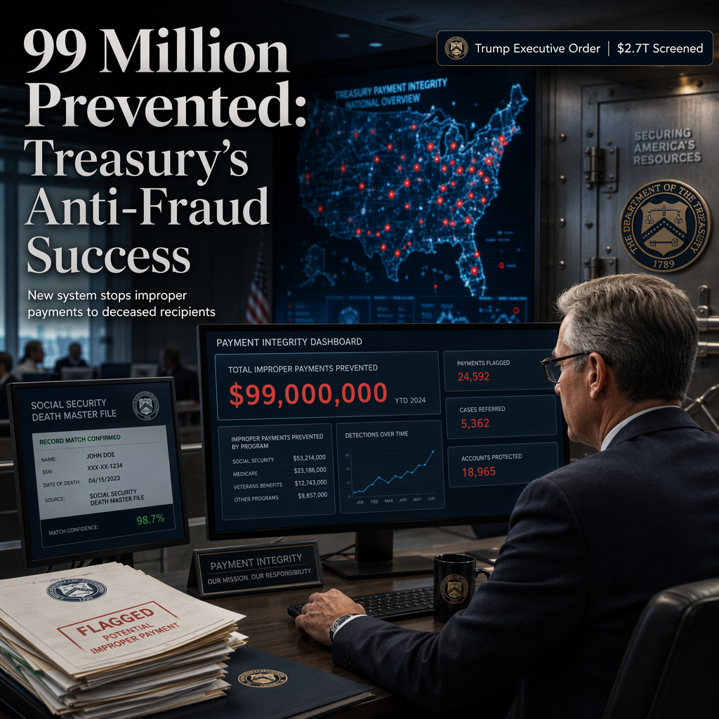 Treasury Blocks $99 Million in Payments to Deceased Individuals Under Trump Anti-Fraud Order