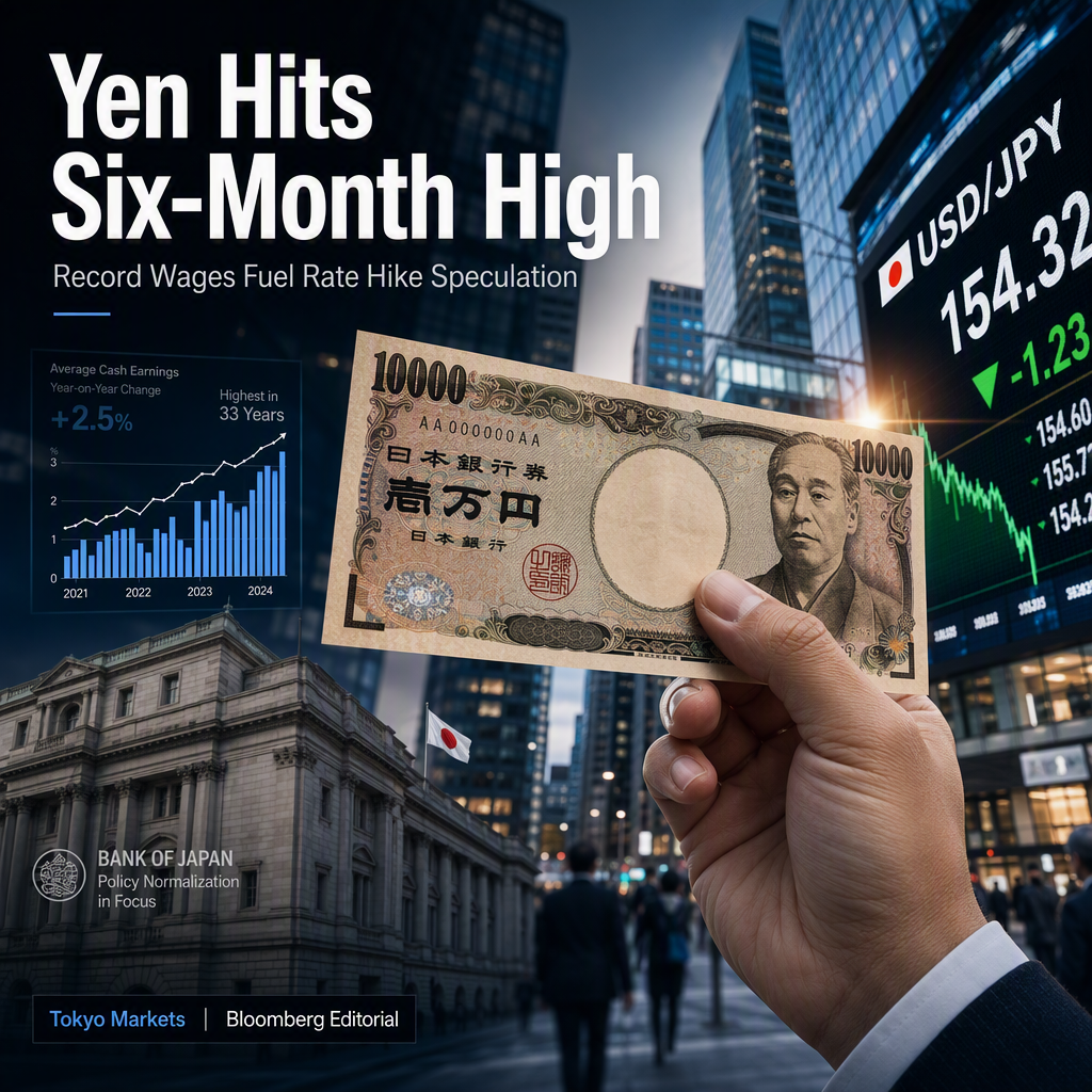Japanese Yen Surges to Six-Month High on Rate Hike Speculation and Record Wage Growth