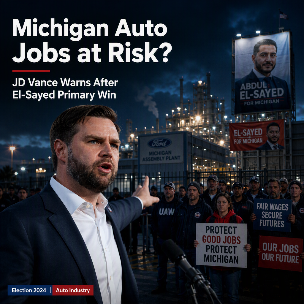 JD Vance Criticizes El-Sayed's Primary Win, Warns of Threats to Michigan Auto Jobs and Wages