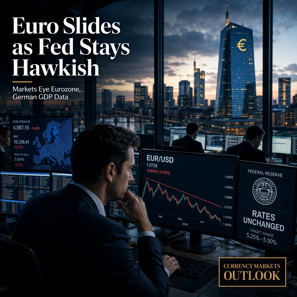 Euro Dips as Fed Holds Rates Steady; Markets Await Eurozone and German GDP Data