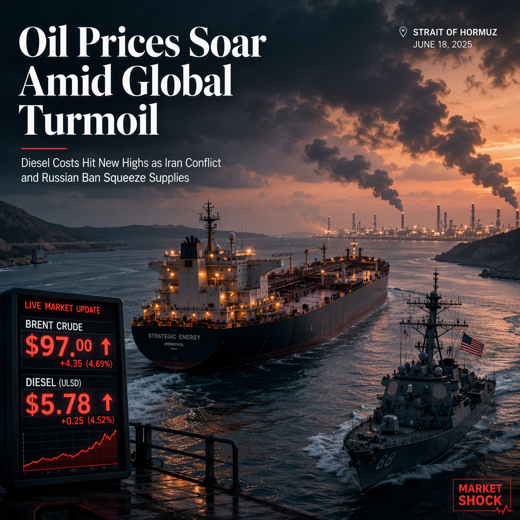 Oil Surges to $97 as Diesel Prices Hit Highest Level Since 2022 Amid Iran Conflict and Russian Export Ban