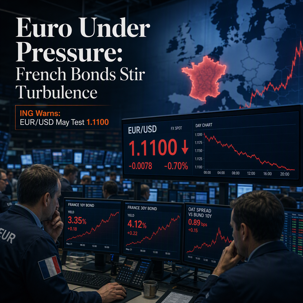 Euro Faces Downside Risks Amid French Bond Turbulence, ING Warns of EUR/USD Testing 1.1100