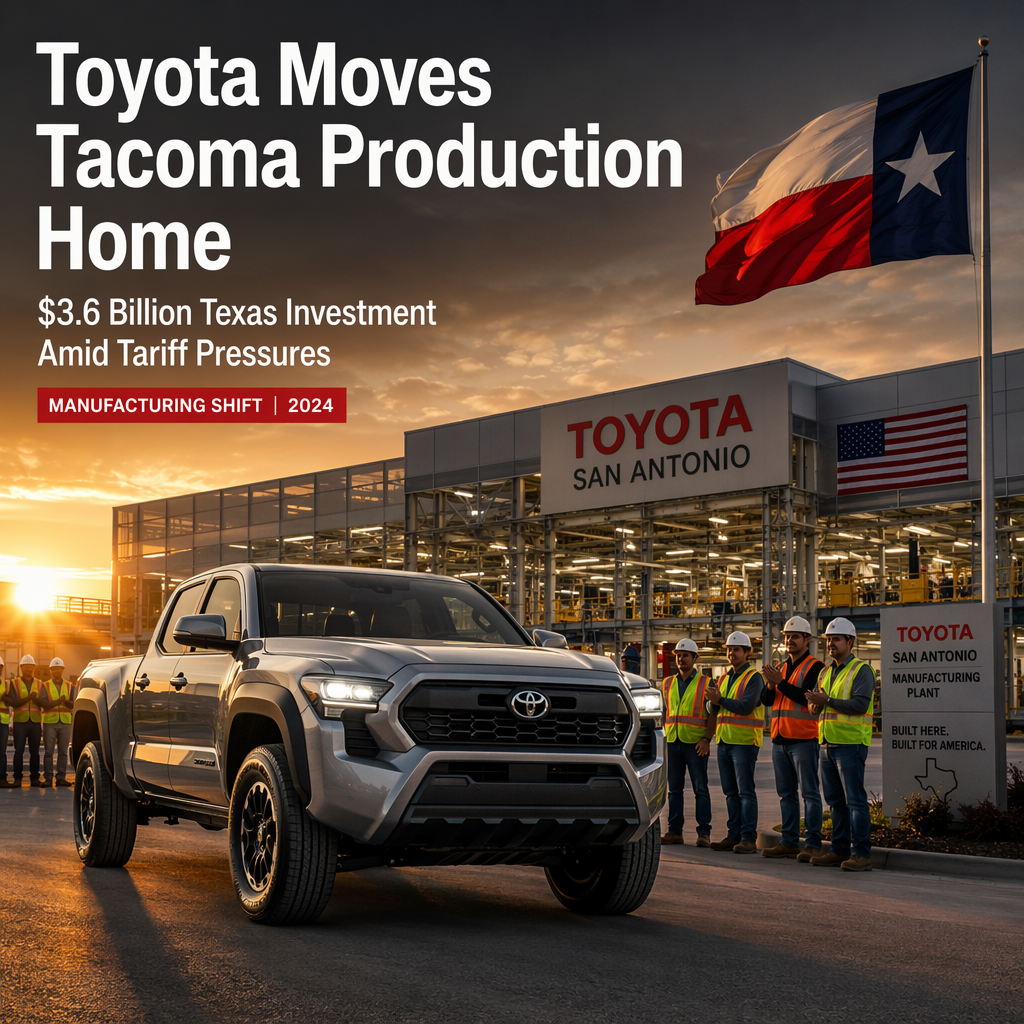 Toyota Commits $3.6 Billion to Shift Tacoma Truck Production Back to Texas Amid Tariff Pressures