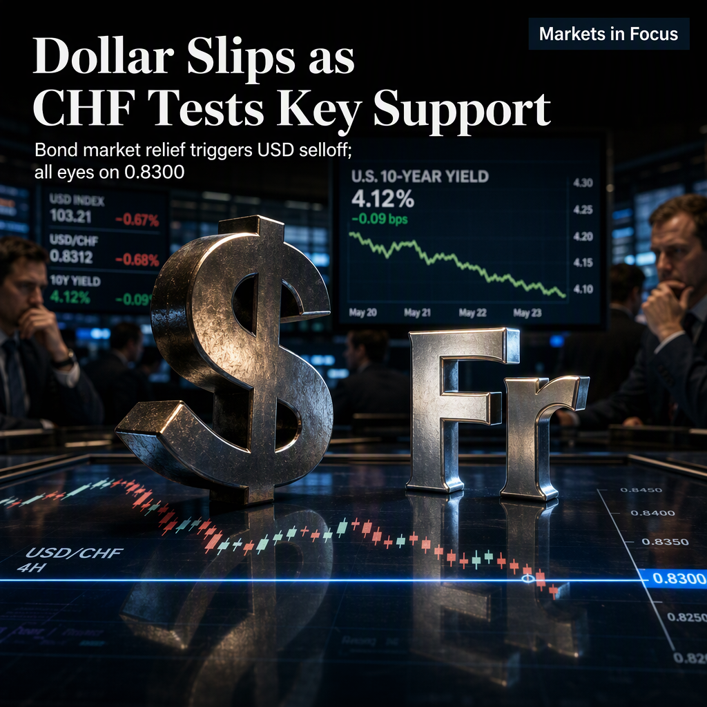 USD/CHF Tests Key Support at 0.8300 as Dollar Weakens on Bond Market Relief