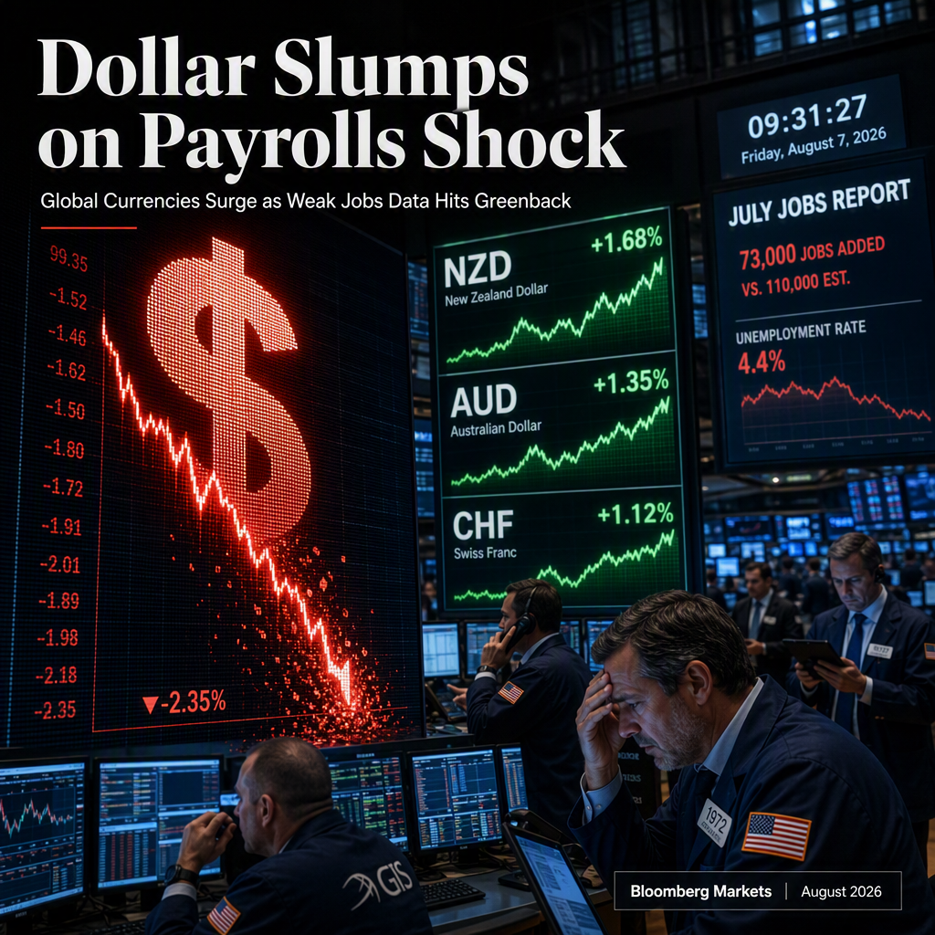 US Dollar Sinks as July Payrolls Shock Markets; Global Currencies Rally on Weak Jobs Data
