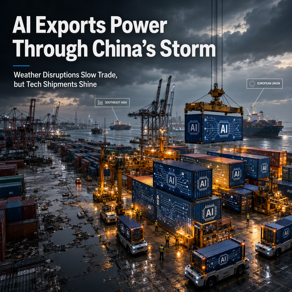 AI Demand Cushions China's July Export Slowdown Amid Weather Disruptions