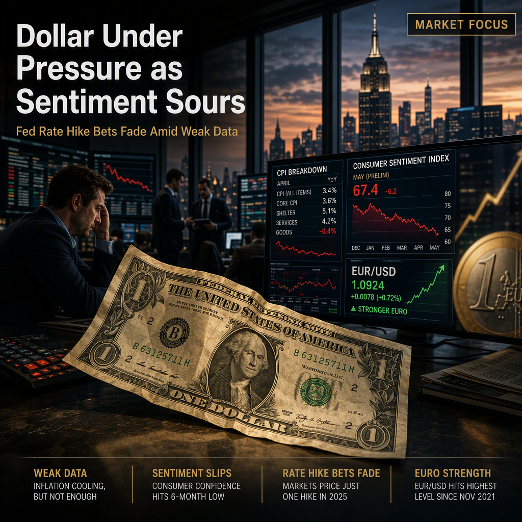US Dollar Faces Downside Pressure as Consumer Sentiment and Inflation Data Weigh on Fed Rate Hike Expectations