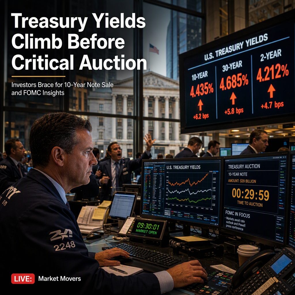 U.S. Treasury Yields Rise as Investors Await 10-Year Auction and FOMC Minutes