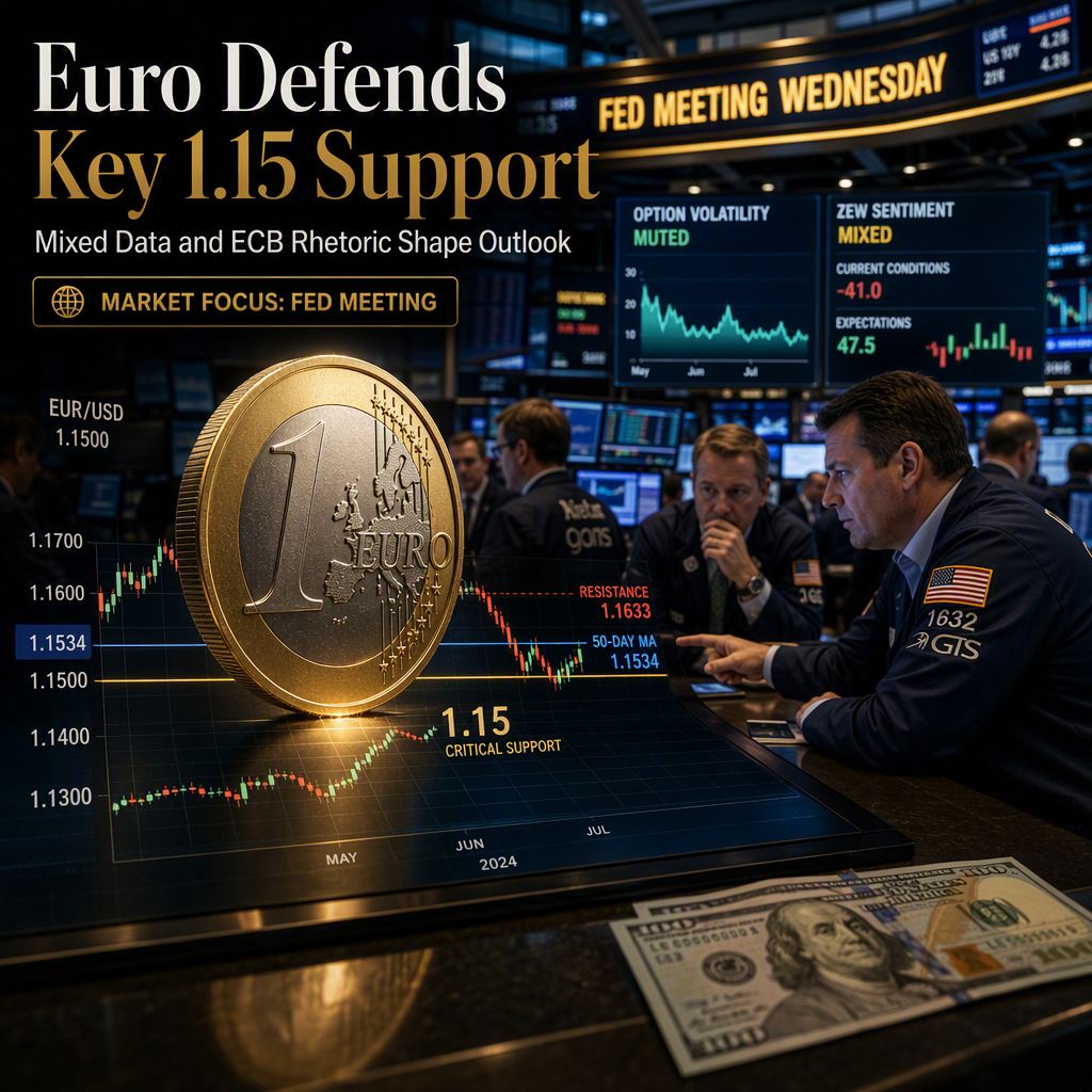 Euro Holds Critical Support Near 1.15 Against US Dollar Amid Mixed Sentiment Data