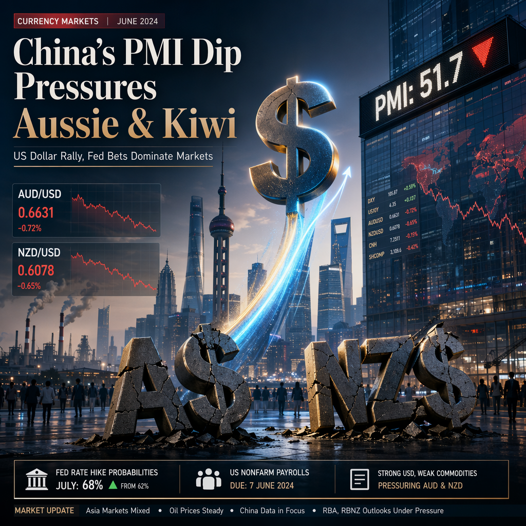 China's Manufacturing PMI Dip Weighs on Australian and New Zealand Dollars Amid Strong US Dollar and Fed Rate Hike Bets