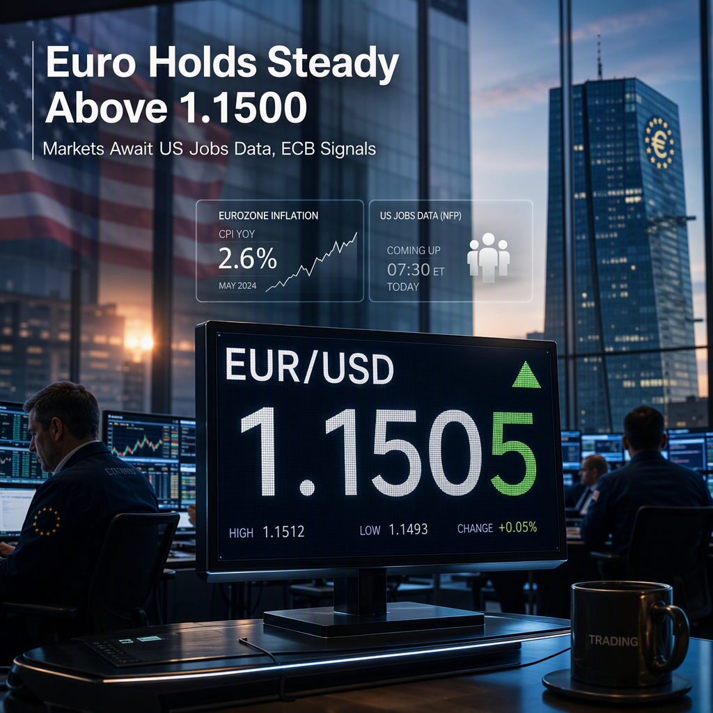 Euro Holds Steady Above 1.1500 as Traders Await US Jobs Data and ECB Rate Hike Signals