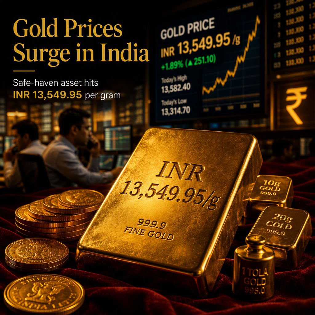 Gold Prices Climb in India, Reaching INR 13,549.95 per Gram