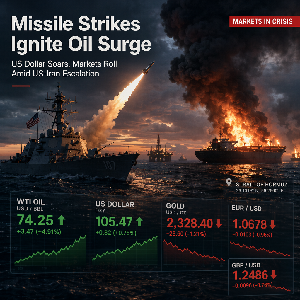 US-Iran Missile Strikes Spark Oil Rally, Strengthen US Dollar, and Pressure Gold and Major Currencies