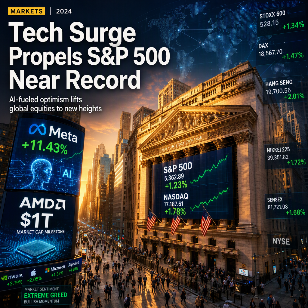 S&P 500 Nears Record Highs as Tech Rally Fuels Global Equity Optimism