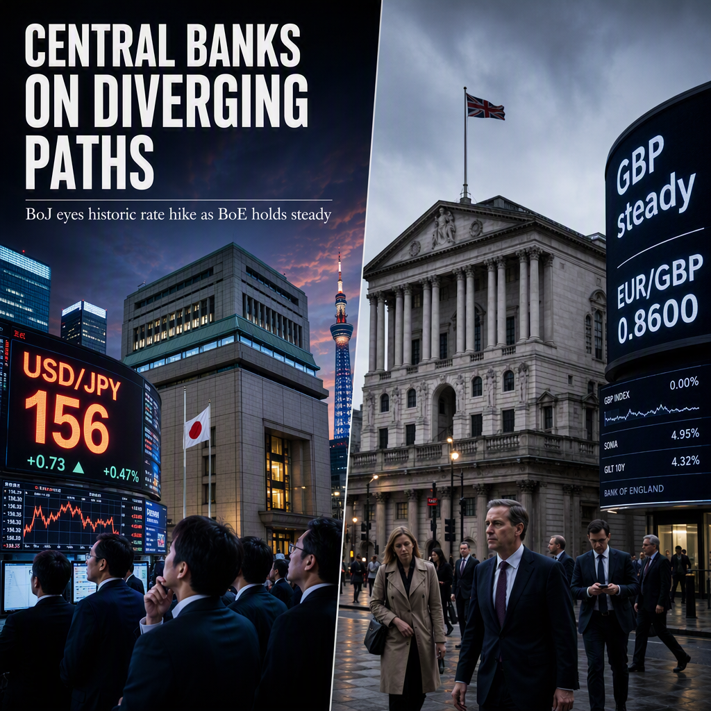 Central Banks Signal Diverging Paths: Bank of Japan Poised for Rate Hike, Bank of England Holds Steady