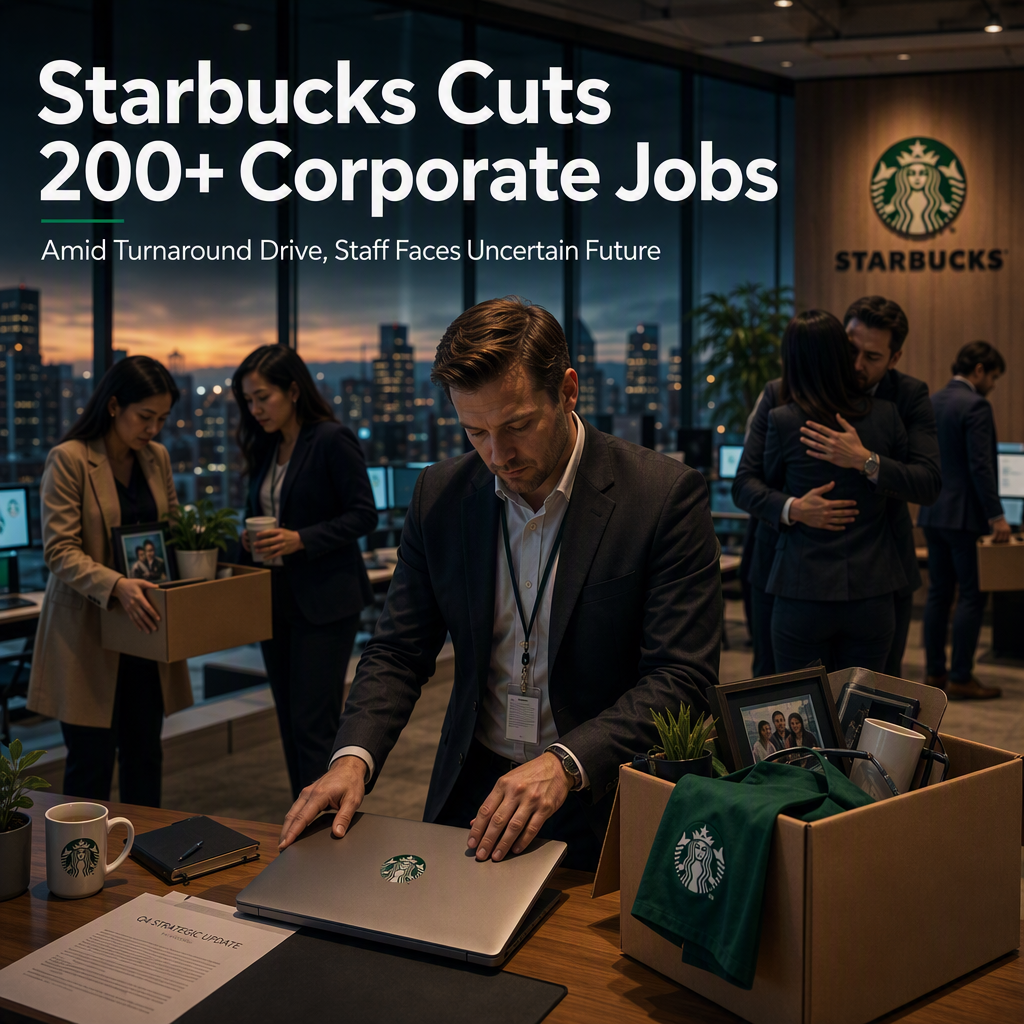 Starbucks Lays Off Over 200 Corporate Workers Amid Turnaround Strategy and Restructuring