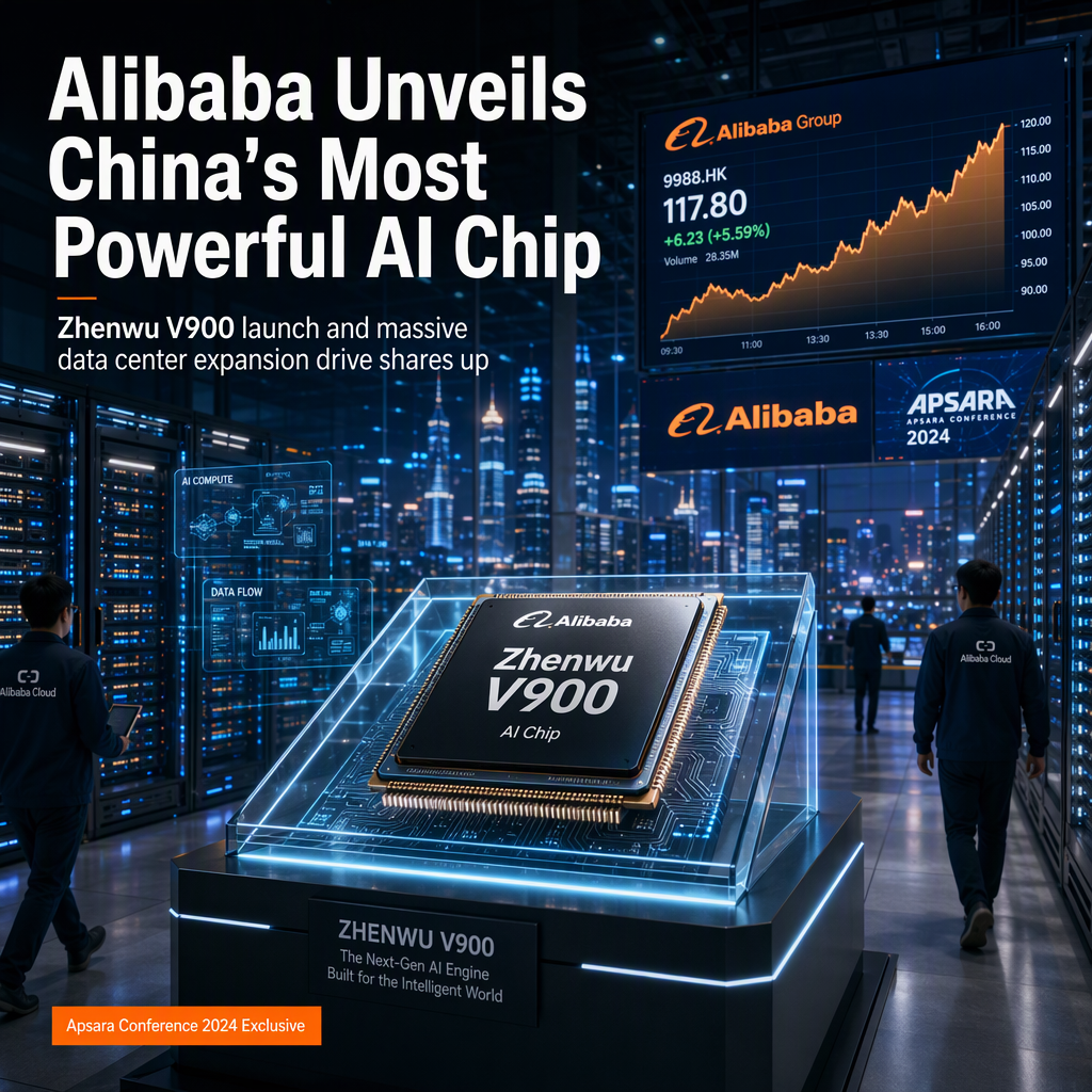 Alibaba Unveils Zhenwu V900 AI Chip and Ambitious Data Center Expansion, Shares Surge