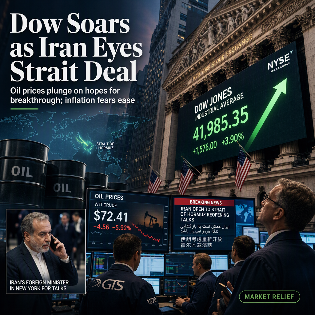 Dow Jones Rises as Iran Offers to Reopen Strait of Hormuz, Oil Prices Drop