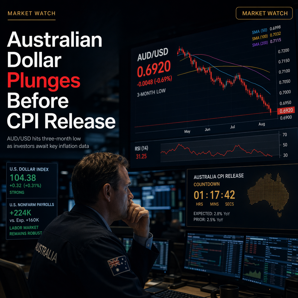 Australian Dollar Hits Three-Month Low as Investors Await Key CPI Data