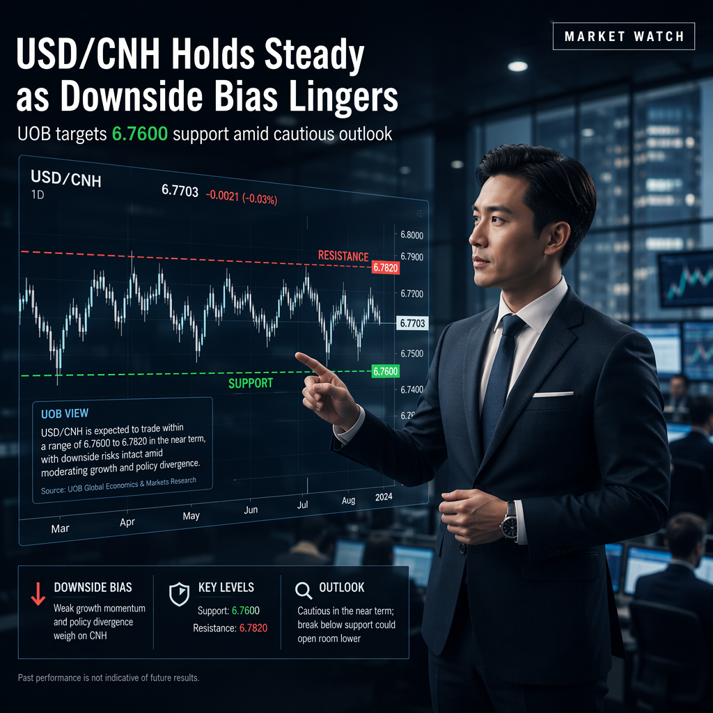 UOB Maintains Downside Bias for USD/CNH, Eyes 6.7600 Support Level